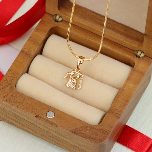 "Aquarius Zodiac Rose Gold Pendant Stylish Celestial Charm, XPPT1472 - Picture 7 of 13